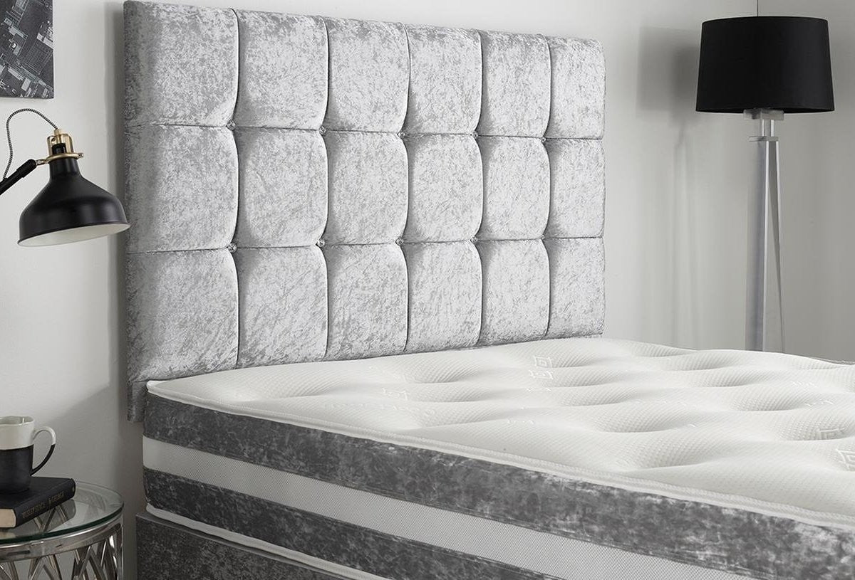 Grey crushed outlet velvet headboard