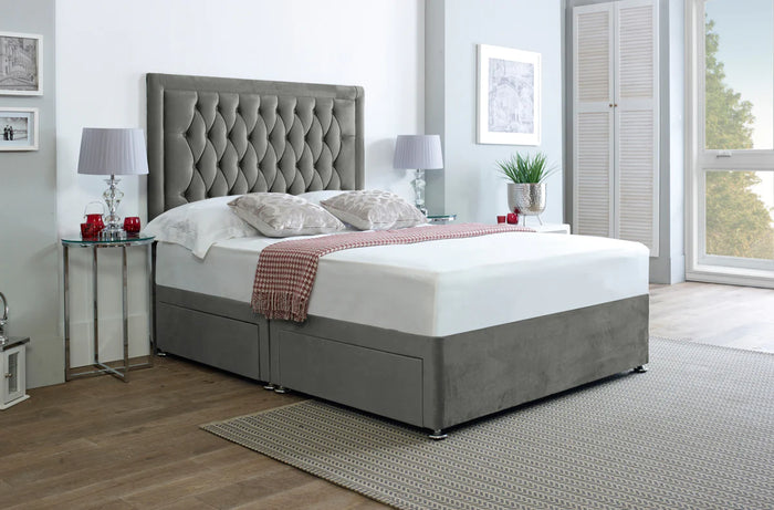 Geneva Divan Bed Set with Chesterfield Headboard